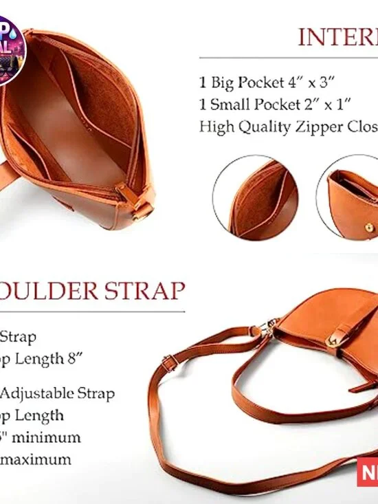 Vintage Vegan Leather Shoulder Bag Hobo Purse Crescent Satchel - Picture 7 of 7